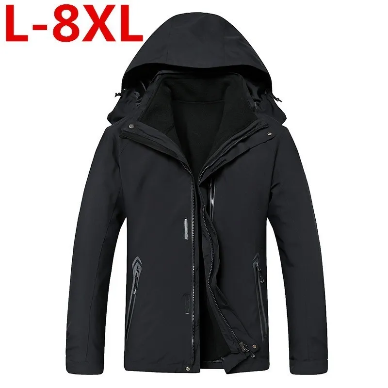 

new plus size 8XL 7XL 6XL Men's Waterproof Windpoof Jackets Men thicken 2 in 1 Autumn winter Jacket Coats Male Brand Clothing