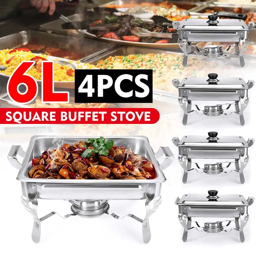 Details about   4PC Chafing Dish Buffet Stoves Caterers Food Warmer Burner Tray Restaurant 