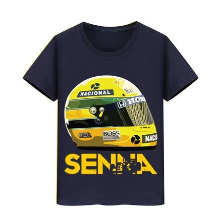 Ayrton Senna Шлем Футболка детская хлопковая футболка футболки для мальчиков и девочек от 3 до 11 лет, Детская футболка Детский скейтборд футболки - Цвет: Navy Blue