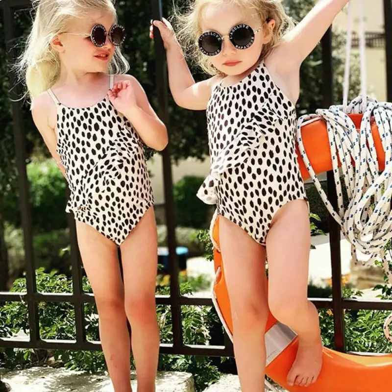 sfit Baby Girl Swimsuit Summer Sling Toddler Infant Leopard Printed Bikini Set One-piece Swimwear Bathing Suit Beachwear Biquini