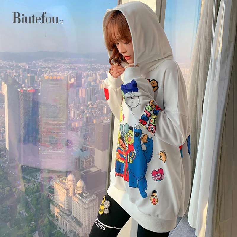 

2019 Autumn cec sweatshirt fashion cartoon print loose women hooded sweatshirts