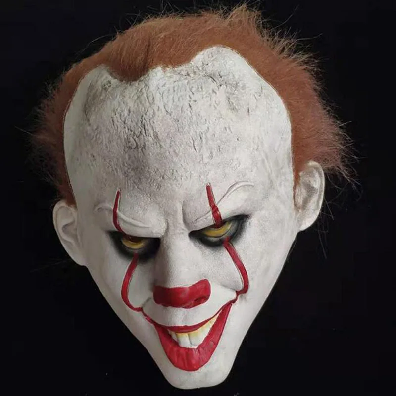 B Фильм It Chapter 2 Pennywise Клоун Маска Латекс страшный Хэллоуин карнавальные костюмы реквизит маска для вечеринки Косплей - Цвет: B