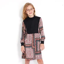 Весеннее шифоновое платье для девочек с длинными рукавами и принтом Осенняя мусульманская одежда из Дубая для девочек-подростков 8 10 12