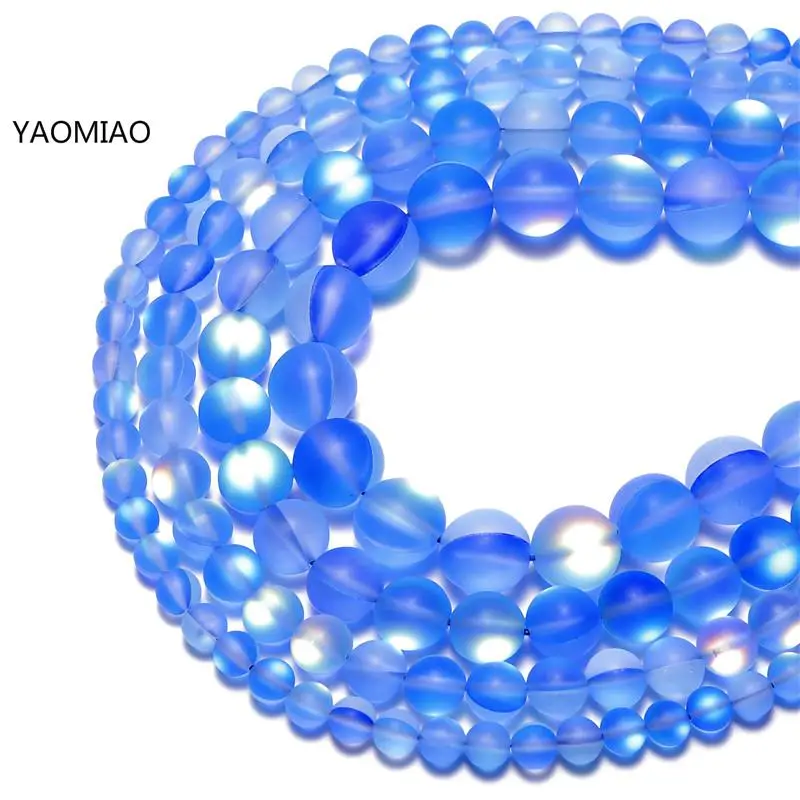 

A++ Matte blue Frosted Austrian Crystal Round Beads For Jewelry Making 6/8/10/12mm Glitter MoonStone Beads Diy Bracelet