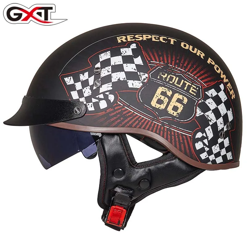 Осень GXT Половина лица moto rcycle шлем принц Ретро мото rbike скуте шлемы из ABS Размер M L XL XXL Череп Мото - Цвет: skeleton king
