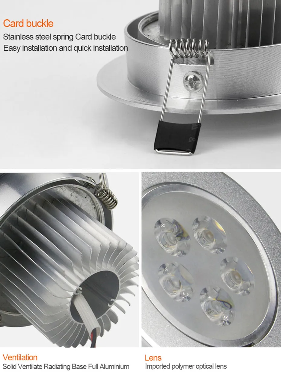 Светодиодный светильник с регулируемой яркостью 3 Вт 5 Вт 7 Вт 9 Вт 12 Вт светодиодный встраиваемый светильник Точечный светильник AC110V 220 В для спальни, кухни светодиодный потолочный светильник