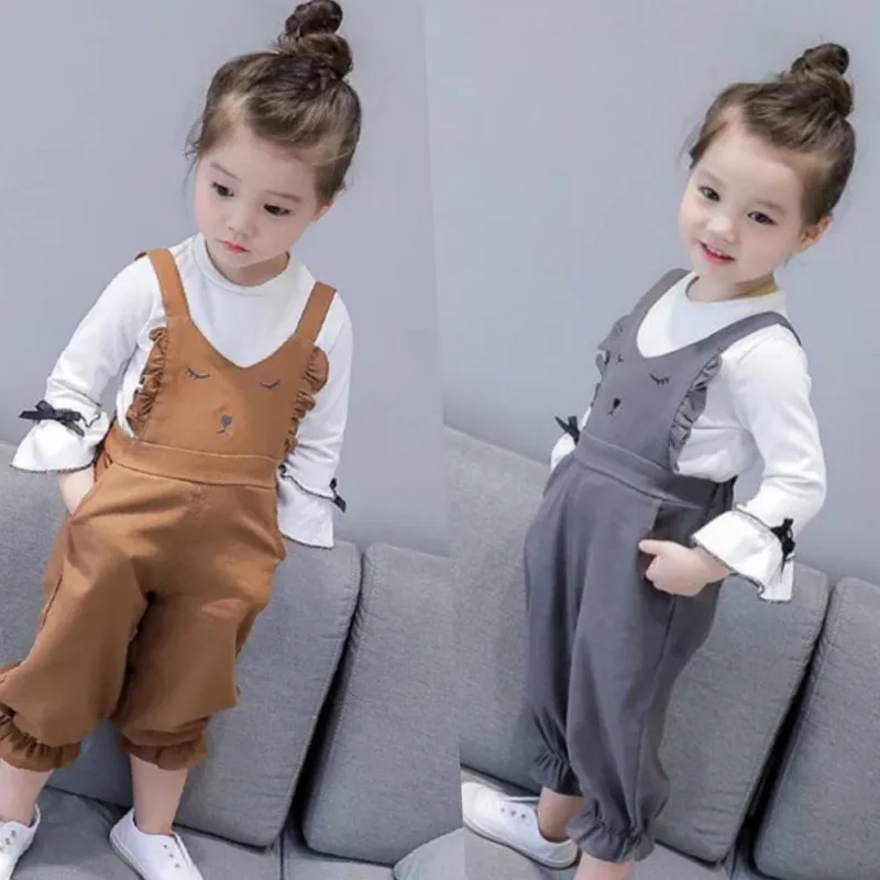 

2019 Autumn Baby Boy Suspender Pants Children Cotton Cartoon Pattern Pants Overalls Trousers Clothes