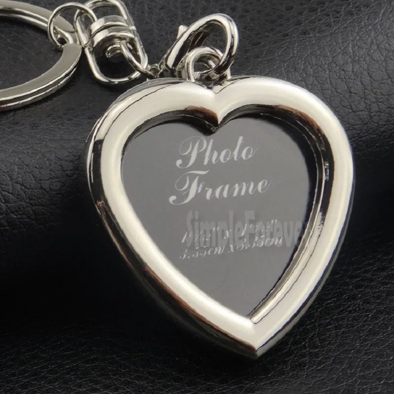 200pcs 6 Designs Couple Heart Round Square Shape Photo Frame Key Chain Photo Keychain Zinc Alloy Key Ring