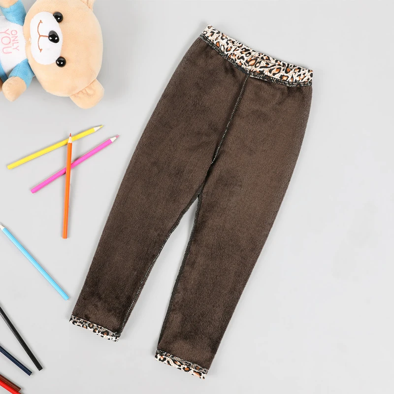 Autumn Winter Baby Girls Leggings 2021 Thick Warm Dot Pants Kid Girl Leopard Plus Velvet Pants Children Vintage Flowers Trousers