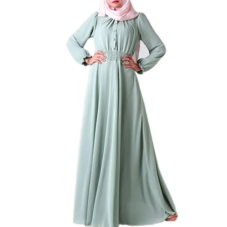 Light green dress Абая Турция Дубай мусульманский хиджаб платье Кафтан Абая для женщин Кафтан Marocain Robe Femme Пакистан исламские платья молитва одежда - Цвет: Light green dress