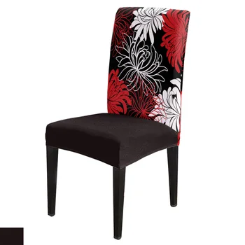 

Dahlia Red White Chrysanthemum Dining Chair Cover Spandex Elastic Print Slipcovers Furniture Cover Kitchen Wedding Supplies