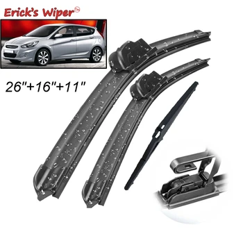 

Erick's Wiper Front & Rear Wiper Blades Set For Hyundai Solaris RB Hatchback 2010 - 2017 Windshield Windscreen Window 26"16"11"