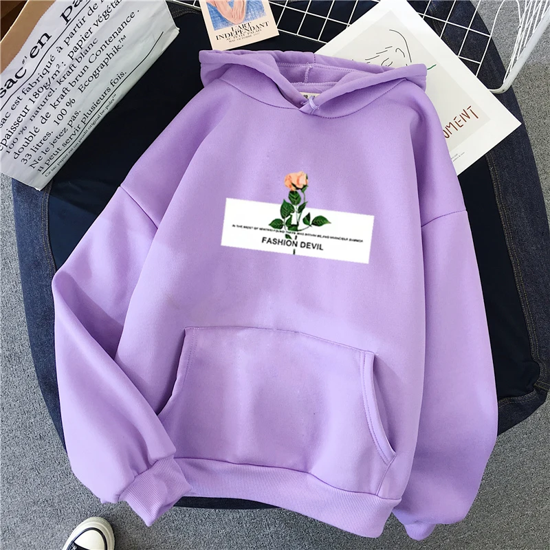 Foxmertor новые модные толстовки женские теплые Harajuku пуловер с принтом женские s оверсайз Досуг шикарные толстовки с длинными рукавами одежда - Цвет: Purple