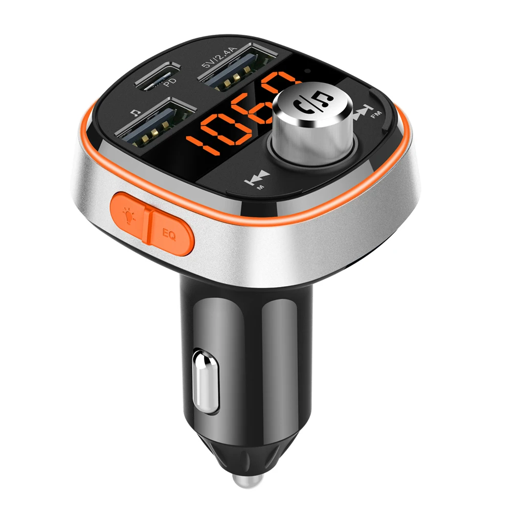 Fm-передатчик Bluetooth Hands-free автомобильный mp3-плеер сабвуфер красочный атмосферный свет двойной USB PD3.0 быстрое электрическое зарядное устройство - Цвет: Black