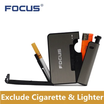 

Slim Metal Cigarette Case Build-in Disposable Kerosene Oil Gas Lighter Automatic Popup Cigarette Box Holder Gadgets for Men Gift