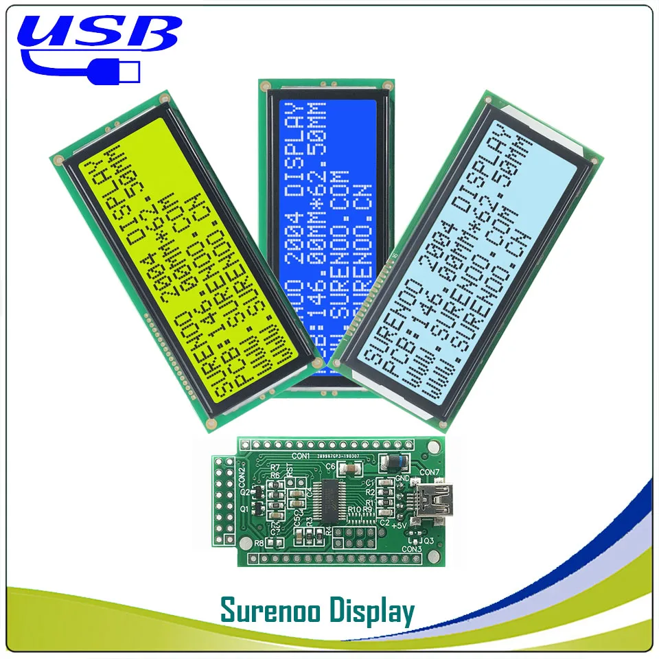 Solu 2004 20x4 Character LCD Display Module Hd44780 Controller////lcd Module for Arduino 20 X 4 Based on the Popular Hd44780 Controller//// 2004 204 20x4 Character LCD Display Module Hd44780 Controller Green Blacklight Black on Green