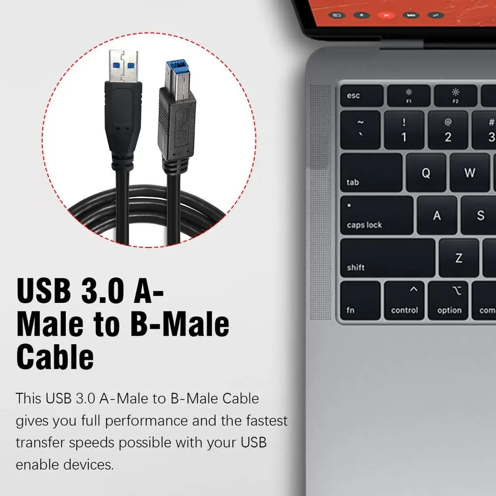 USB 3.0 A male A USB 3.0 type B male USB 3.0 Cable 10ft Superspeed For Printers/Scanners