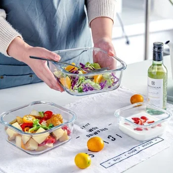 

3Pcs Convenient Glass Bowl Practical Safe Glass Box for Home (Sky-blue)