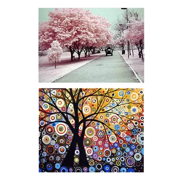 

2 Set DIY Unframed Oil Painting By Numbers Cloth Print Decoration Art Paintings - " Glare Tree" & "Autumn Trees"