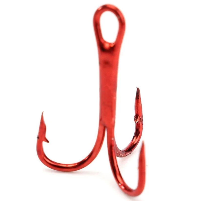

100Pcs/Set Red Fishhook Carbon Steel Treble Jig Hooks Fishing Hooks 10#