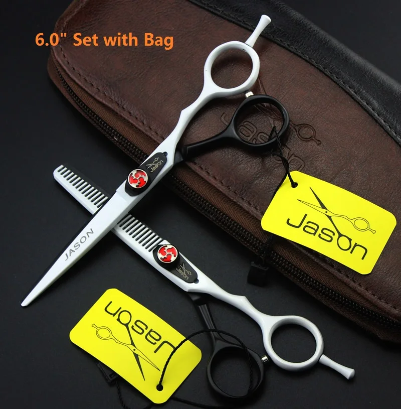 LZS0517 60 with bag 6,0 ”Jason Высший сорт Парикмахерские ножницы Япония 440C Профессиональные Парикмахерские ножницы для стрижки волос LZS0567 - Цвет: LZS0517 60 with bag