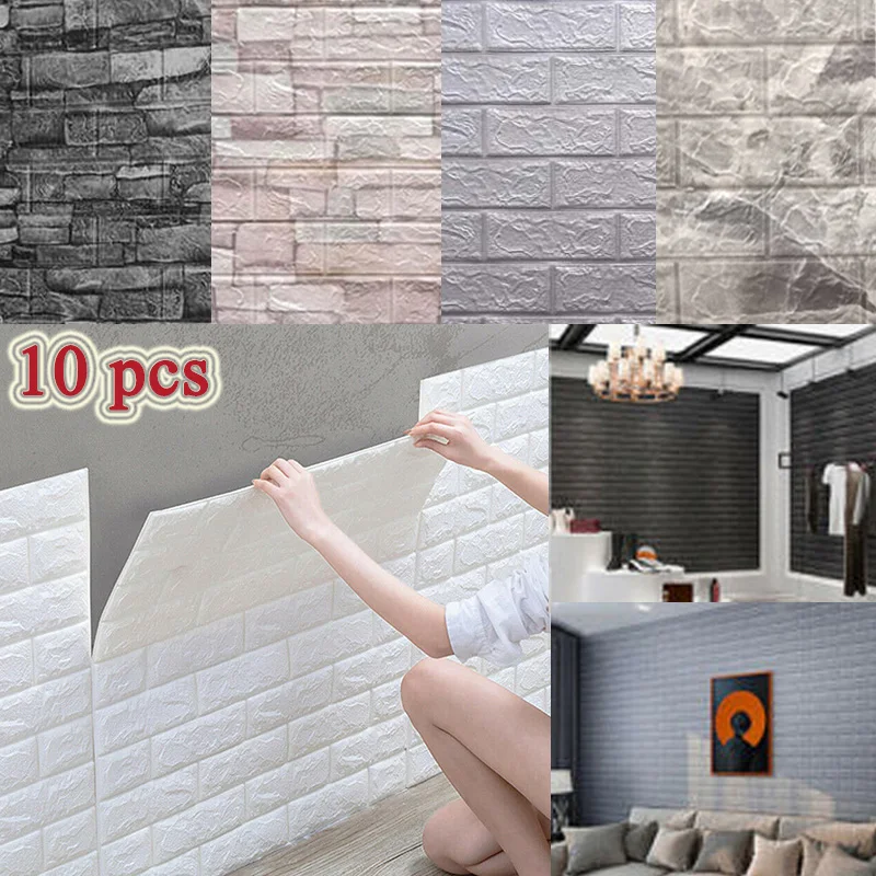 Dekoration Wandtattoos & Wandbilder 3D PE Foam Brick Self Adhesive Wall Stickers Waterproof