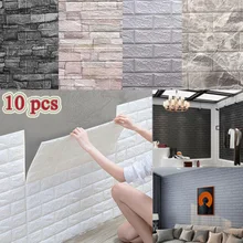 10 pçs auto-adesivo 3d painéis papel de parede à prova dwaterproof água espuma adesivos de parede telha tijolo sala de estar tv fundo decalques 38*35cm