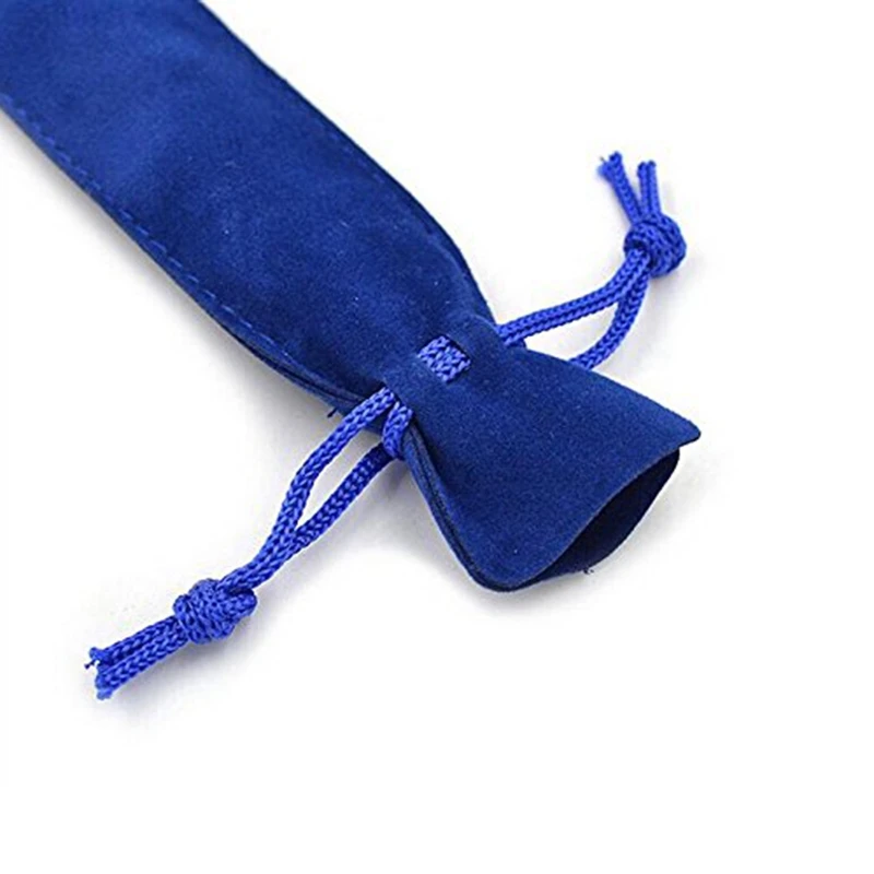 50 Pcs Blue Velvet Pen Pouch Sleeve Holder Single Pen Bag Case Pencil Bag