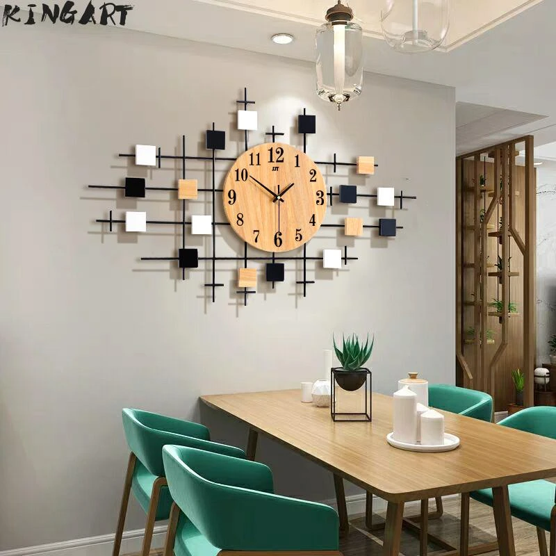 Houten Wandklok Modern Wandklok Nordic Vintage Grote Wandklok Quartz Moderen Home Design - AliExpress