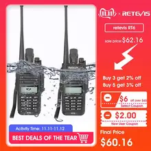 2pcs IP67 Waterproof ANTI-DUST Walkie Talkie Retevis RT6 Dual Band 5/3/1W VHF/UHF Two Way FM Radio Black RU Ship