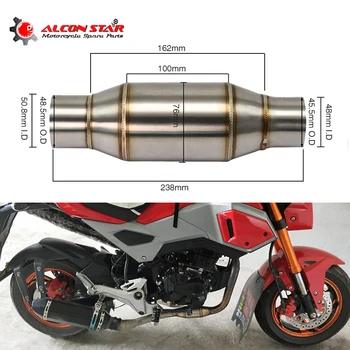 

Alconstar- 50.8mm Motorcycle Exhaust Mid Pipe Expansion Chamber Modified Muffler Back Pressure Core Silent Escape for Honda