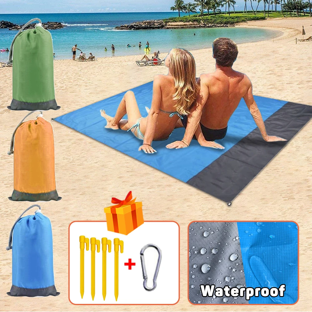 Alfombra de acampada impermeable, manta de playa enterrada para exteriores, colchón de bolsillo para Picnic, alfombra portátil plegable para dormir