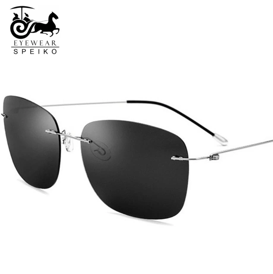 

B Titanium sunglasses 31025 rimless square sunglasses 51-18-138 myopia reading sunglasses ultralight frame Driving glasses