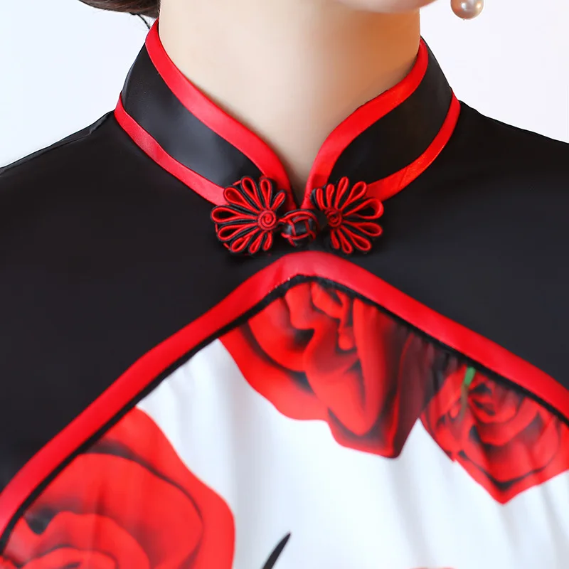 Модное женское длинное платье Cheongsam в китайском стиле с воротником-стойкой, весеннее платье из вискозы на пуговицах, тонкое платье для вечеринок Vestido S-5XL