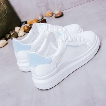 

2019 Women's Thick Bottom Shoes Small White Shoes Woman Screen Cloth Ventilation Joker Leisure Time Single Shoe