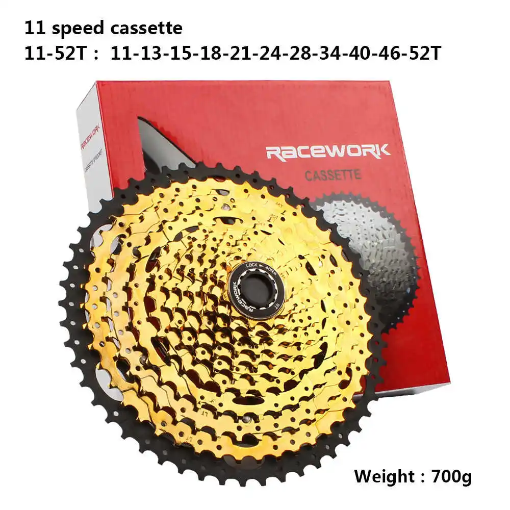 Mountain Bike Box-mounted Freewheel 10 11 12 Speed 42 46 50 52T Big Tooth Freewheel - Color: 11 Speed 52T Golden
