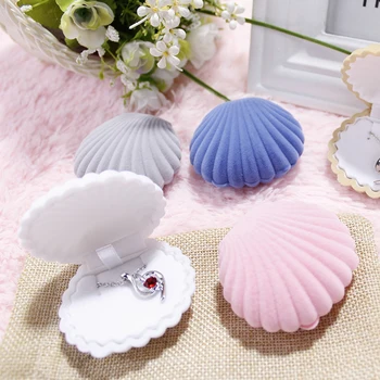 

1 pcs Velvet Shell Stud Earring Box Flannelette Shell Shape Earring Storage Boxes Jewelry Box Jewelry Display Rack Cases