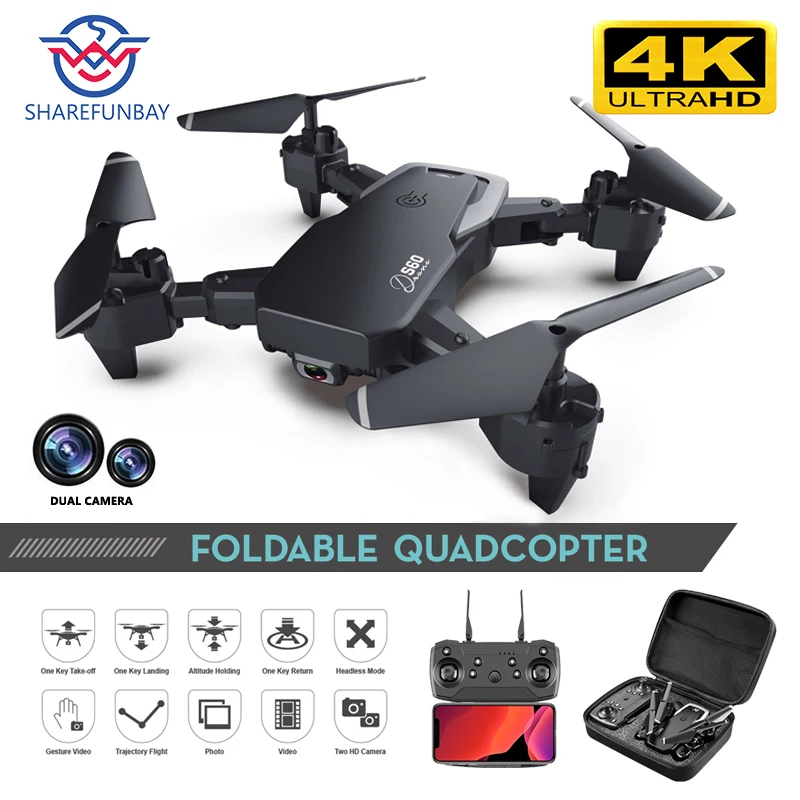 SHAREFUNBAY Дрон 4k HD широкоугольная камера 1080P WiFi fpv Дрон двойная камера Квадрокоптер с регулируемой высотой Дрон камера квадракоптер с камерой к... SHAREFUNBAY Дрон 4k HD широкоугольная камера 1080P WiFi fpv Дрон двойная камера Квадрокоптер с регулируемой высотой Дрон камера квадракоптер с камерой к...