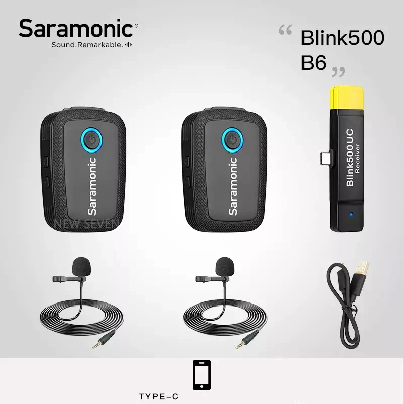 Saramonic Blink 500 Беспроводная система записи микрофона 2,4 ГГц двухканальный петличный микрофон для iPhone Android DSLR камеры - Цвет: Blink 500 B6