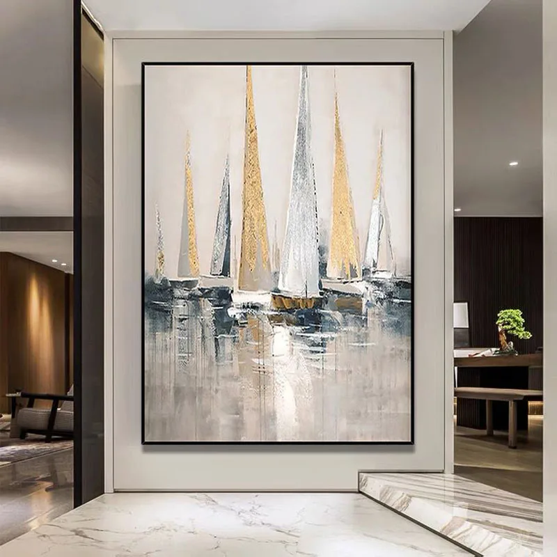 

Fashion home Decoration 100% Hand painted Modern Abstract canvas Oil Paintings Abstract gold Oil Painting picture Living Room