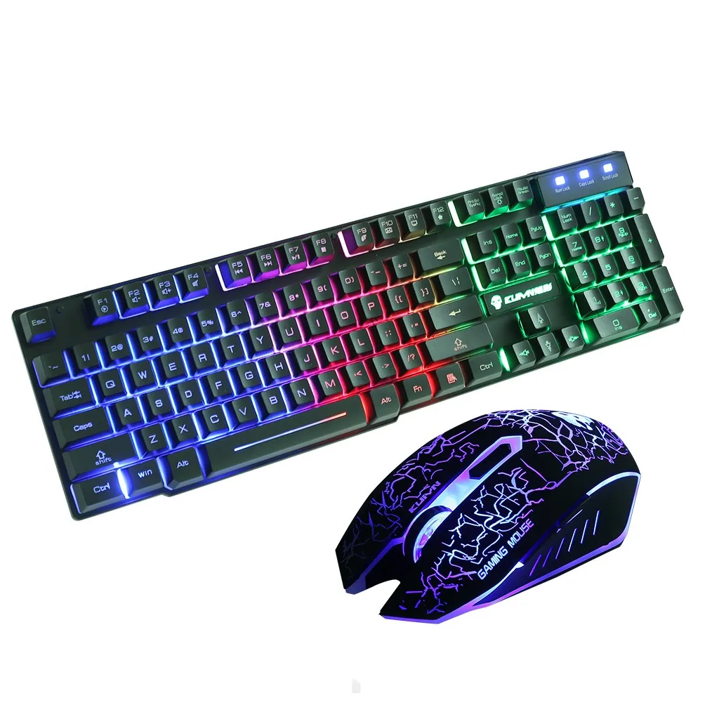 Gaming keyboard and Mouse Wired backlight mechanical feeling keyboard Gamer kit Silent 2400DPI Gaming Mouse Set for PC Laptop