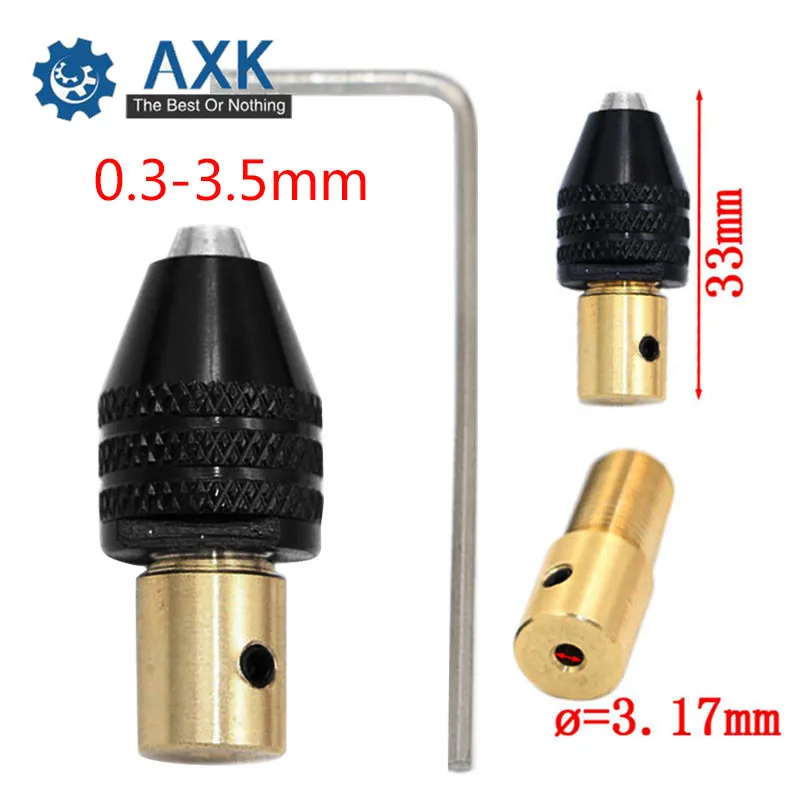 AXK вал электродвигателя зажим зажима патрон мини маленький для 0,3 мм-3,5 мм сверла микроразборка зажим патрон DT334