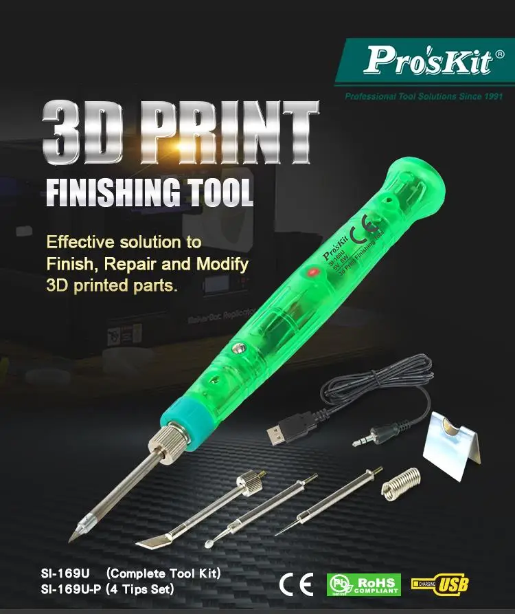 Pro'sKit SI-169U инструмент для 3D печати 8 Вт Ручной USB Электрический паяльник набор обслуживания паяльник Группа Комплект
