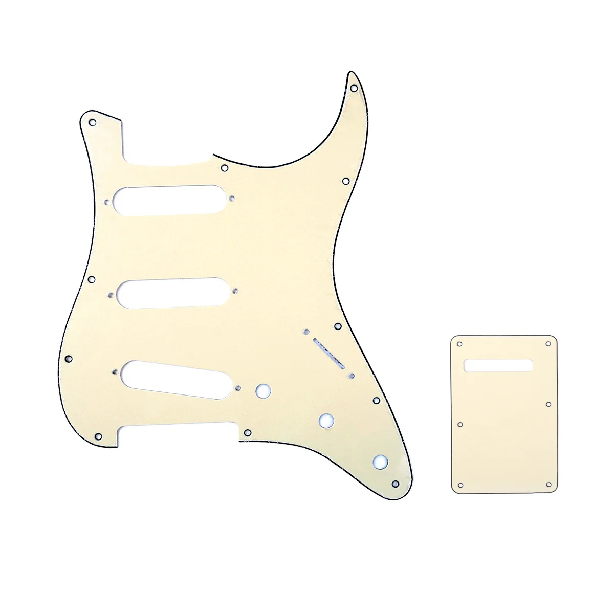 Musiclily SSS 11 Hole Strat Гитара Накладка и бэкплейт набор для Fender США/мексиканский стандарт Stratocaster, 3Ply крем