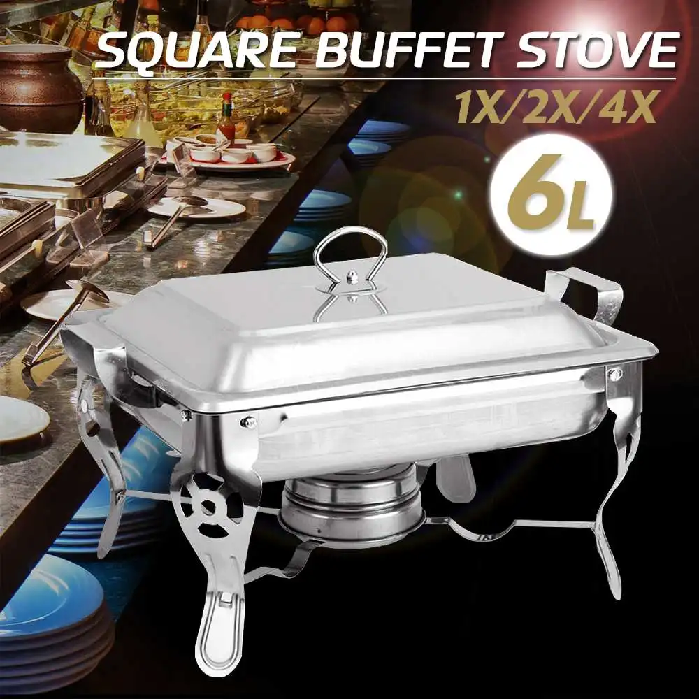 

1/2/4x 6L Chafing Dish Buffet Stoves Caterer Food Warmer Tray Dinner Serving Stainless Steel Simple Removal Buffet Stove