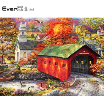 

Evershine Diamond Embroidery House Rhinestone Picture 5D DIY Diamond Painting Town Landscape Mosaic Kit Home Decoration Gift