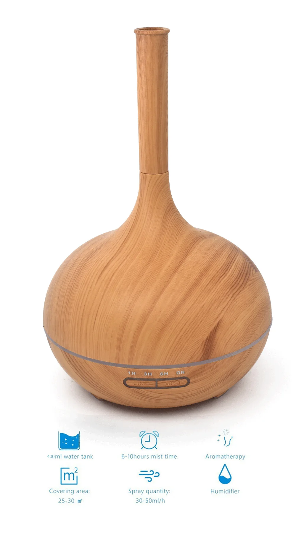 

Creative Wood Grain Aromatherapy Humidifier Timing Large Capacity 400 Ml Colorful Light Spray Clearing Machine