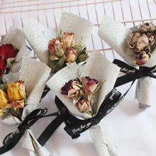 1 шт. Золотой/Серебряный бумажный сушеный цветок розы INS стиль мини-букет на День Святого Валентина подарок декор DIY домашний реквизит для фотосъемки