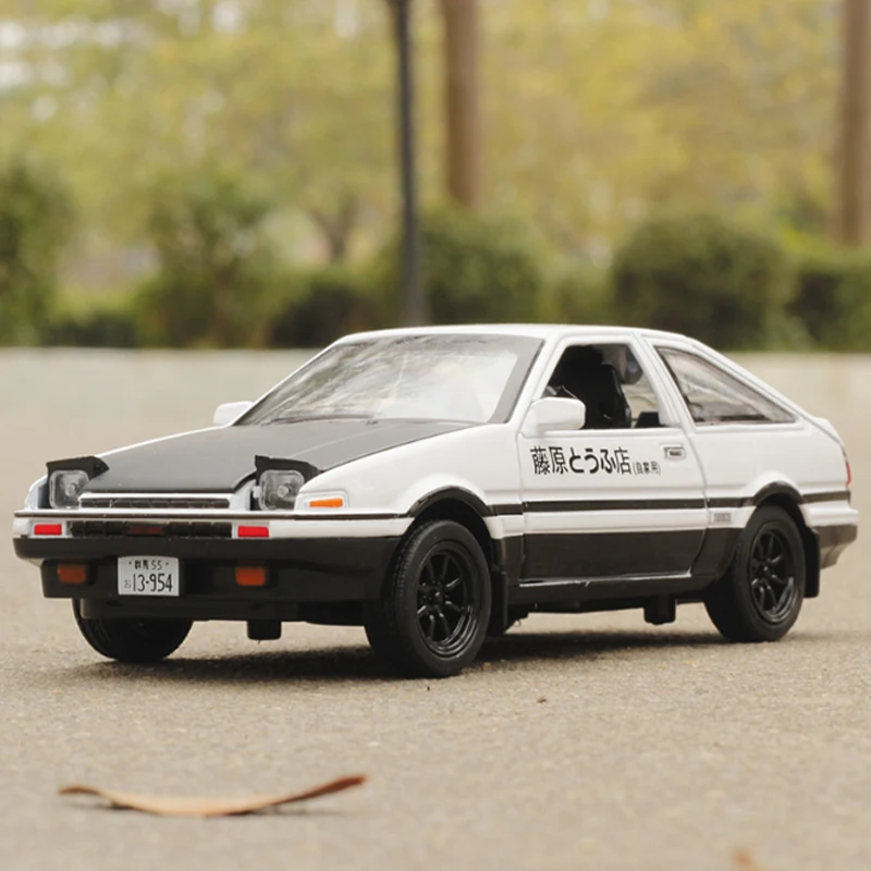 Initial D AE86 Alloy Metal Diecast Cars Model Inital Toy Car Vehicles RX7 Pull Back 1:28 Light For Children Boy Toys