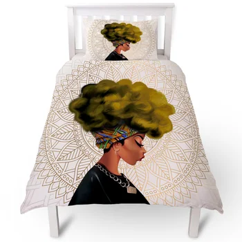 

African Woman With Mandala Pattern Duvet Cover Pillow Case Quilt Cover Set Bedclothes Single Bedding Sets For Bed